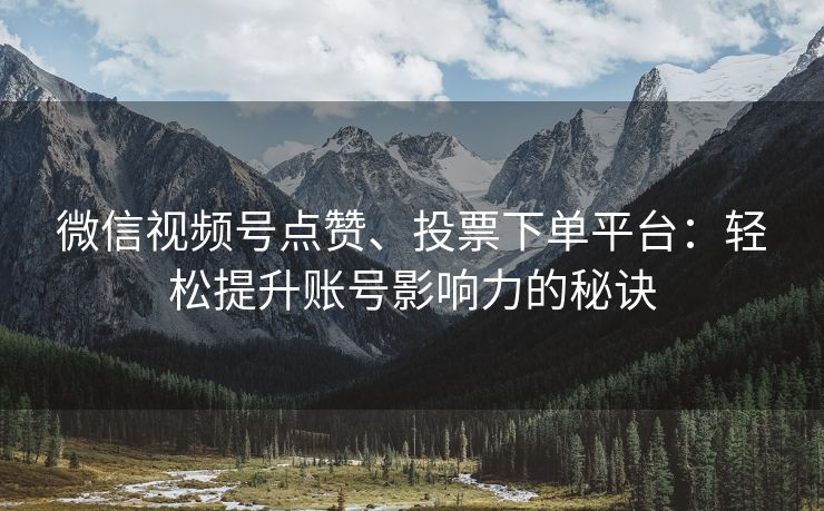 微信视频号点赞、投票下单平台：轻松提升账号影响力的秘诀