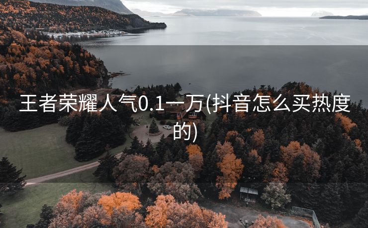 王者荣耀人气0.1一万(抖音怎么买热度的)