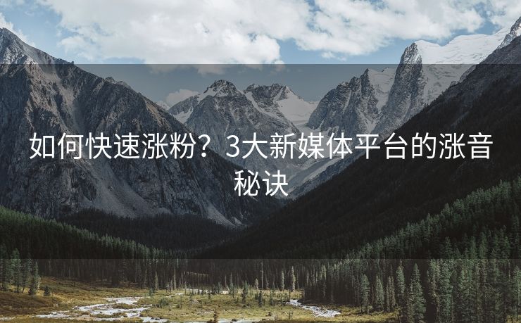 如何快速涨粉？3大新媒体平台的涨音秘诀
