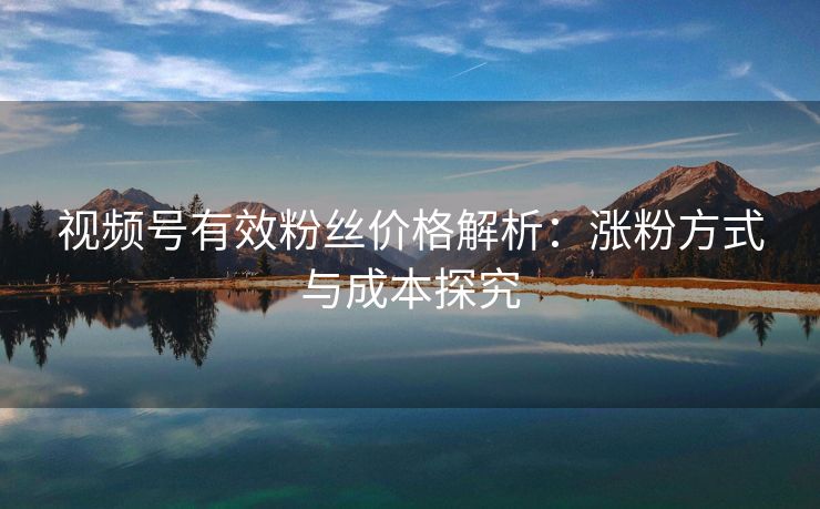 视频号有效粉丝价格解析：涨粉方式与成本探究