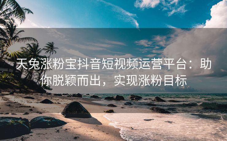 天兔涨粉宝抖音短视频运营平台：助你脱颖而出，实现涨粉目标