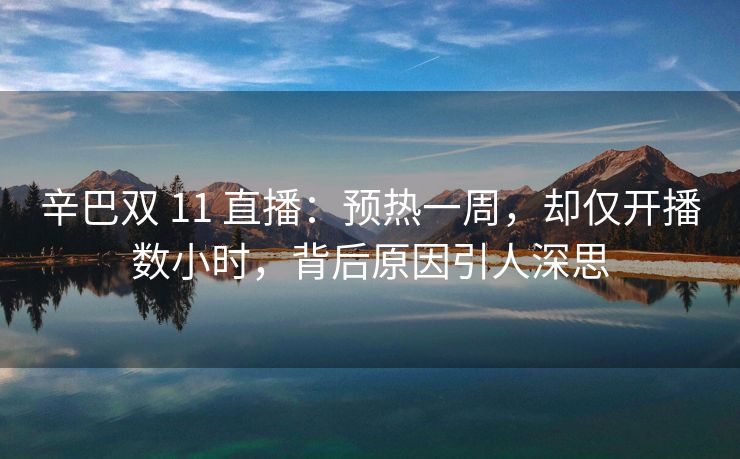 辛巴双 11 直播：预热一周，却仅开播数小时，背后原因引人深思