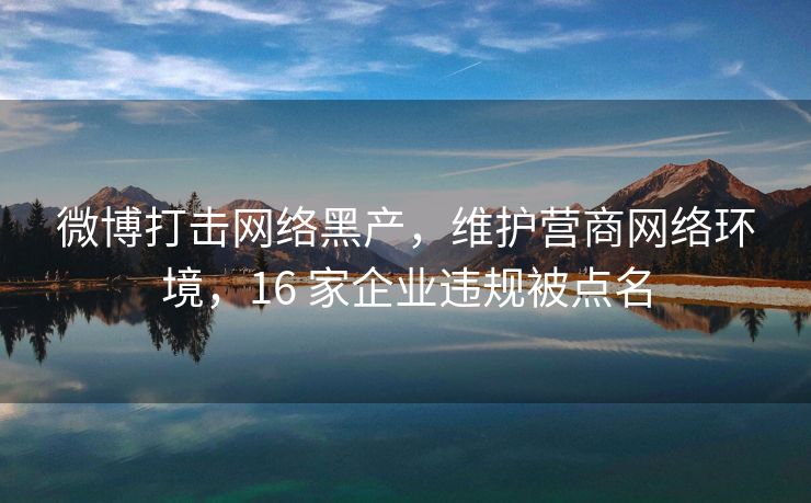 微博打击网络黑产，维护营商网络环境，16 家企业违规被点名