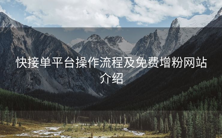 快接单平台操作流程及免费增粉网站介绍