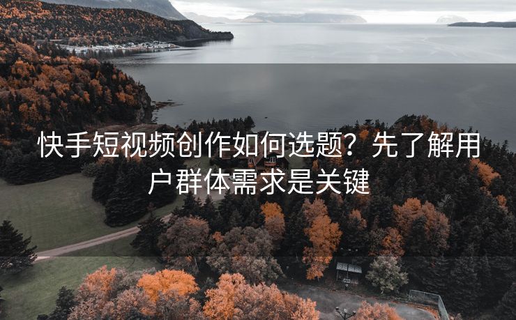 快手短视频创作如何选题？先了解用户群体需求是关键