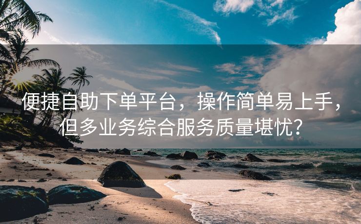 便捷自助下单平台，操作简单易上手，但多业务综合服务质量堪忧？