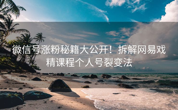 微信号涨粉秘籍大公开！拆解网易戏精课程个人号裂变法