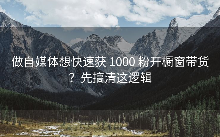 做自媒体想快速获 1000 粉开橱窗带货？先搞清这逻辑