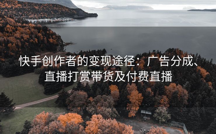 快手创作者的变现途径：广告分成、直播打赏带货及付费直播