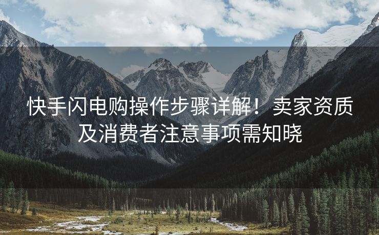 快手闪电购操作步骤详解！卖家资质及消费者注意事项需知晓