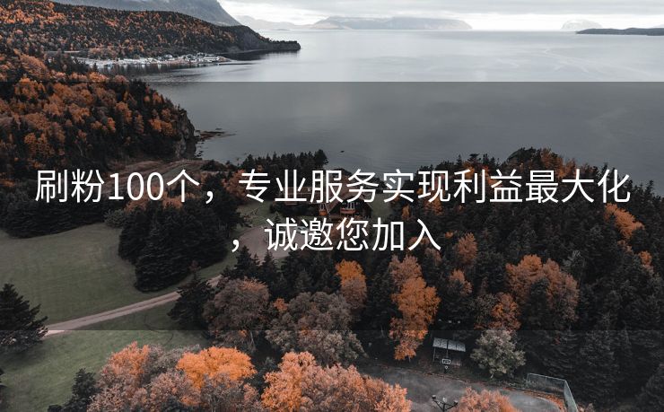 刷粉100个，专业服务实现利益最大化，诚邀您加入