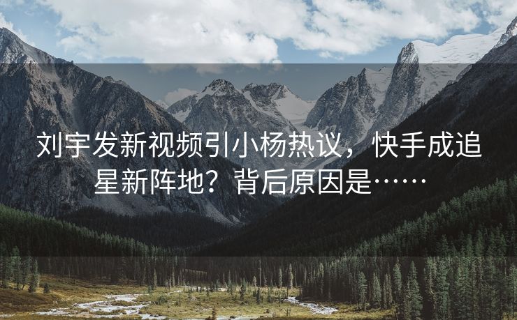 刘宇发新视频引小杨热议，快手成追星新阵地？背后原因是……