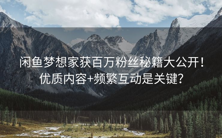 闲鱼梦想家获百万粉丝秘籍大公开！优质内容+频繁互动是关键？