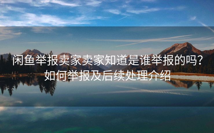 闲鱼举报卖家卖家知道是谁举报的吗？如何举报及后续处理介绍