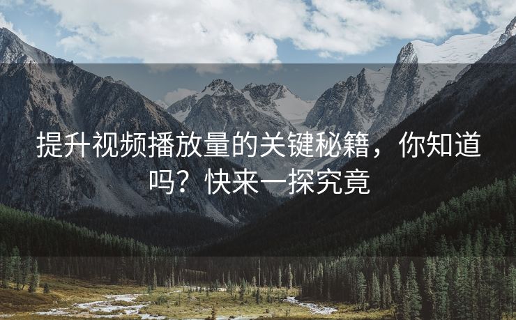 提升视频播放量的关键秘籍，你知道吗？快来一探究竟