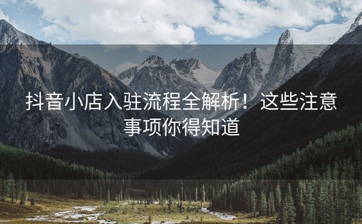 抖音小店入驻流程全解析！这些注意事项你得知道