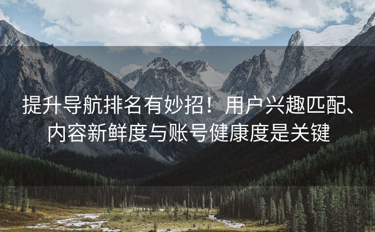 提升导航排名有妙招！用户兴趣匹配、内容新鲜度与账号健康度是关键